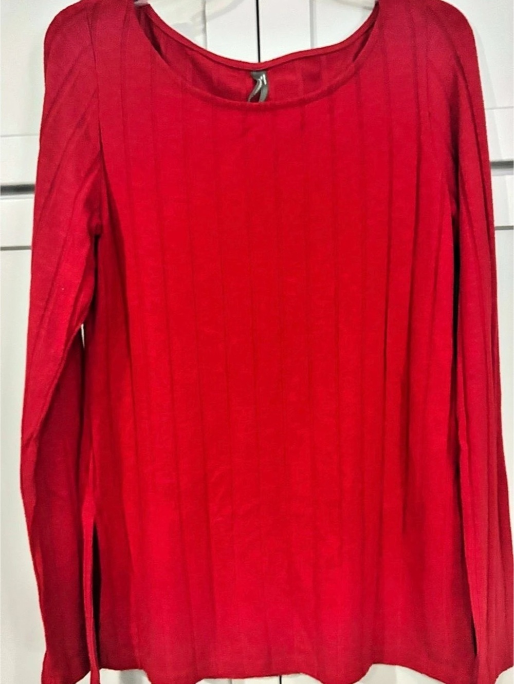 Anthropologie Red Ribbed Long Sleeve Size Large